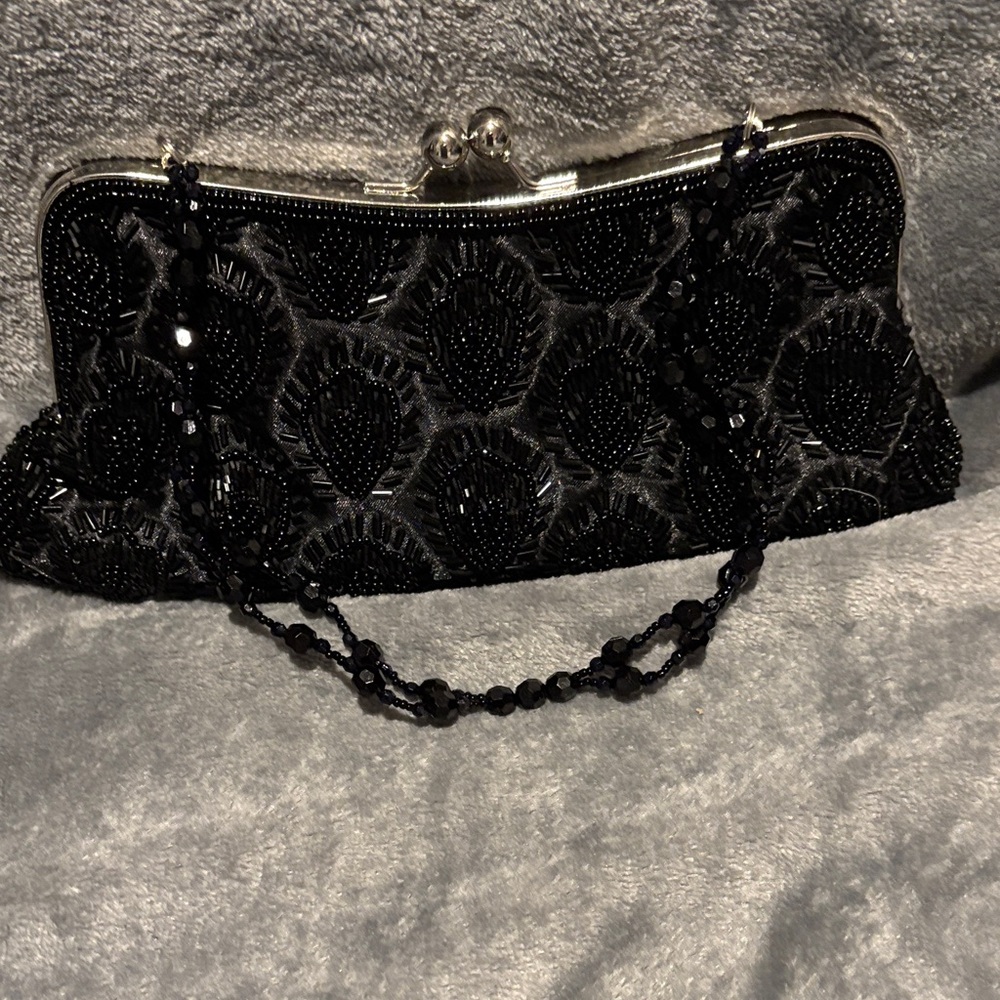 Black Beaded Clutch